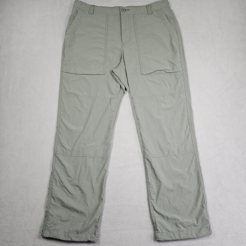 REI Co-op Pants Mens 36x30 Green Nylon Hiking Outdoors Elastic Waist Pockets